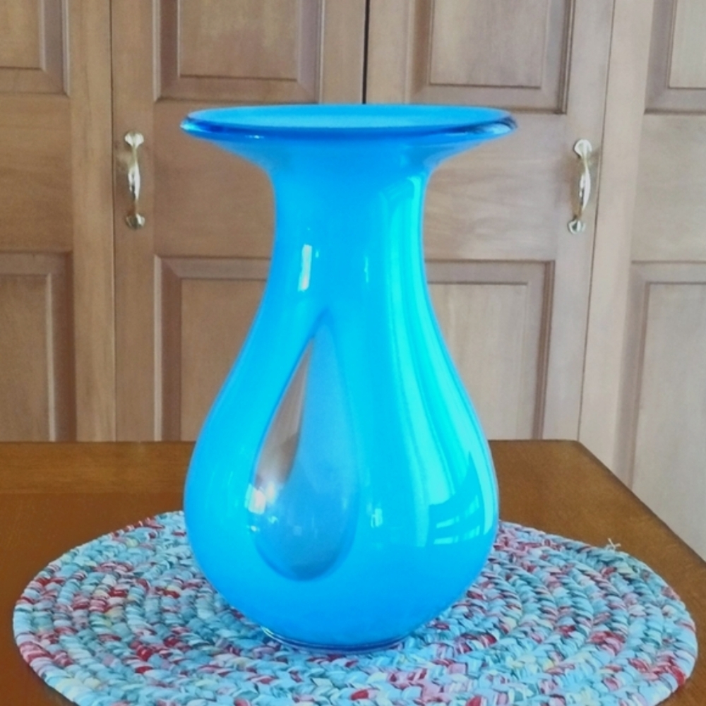 Art Glass Sky Blue Vase Peek a Boo Style by Gorgeous Designs China